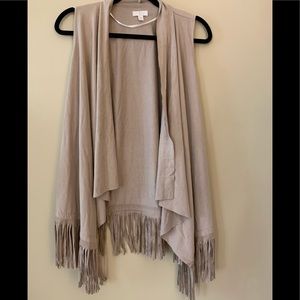 Charming Charlie Faux Suede Fringe Cardigan/Vest